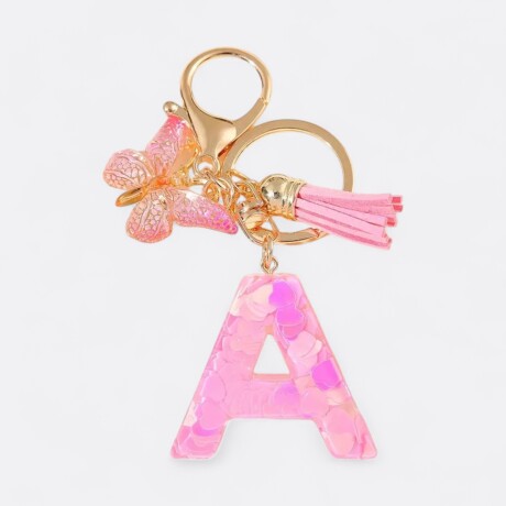 Llavero de letras A rosa