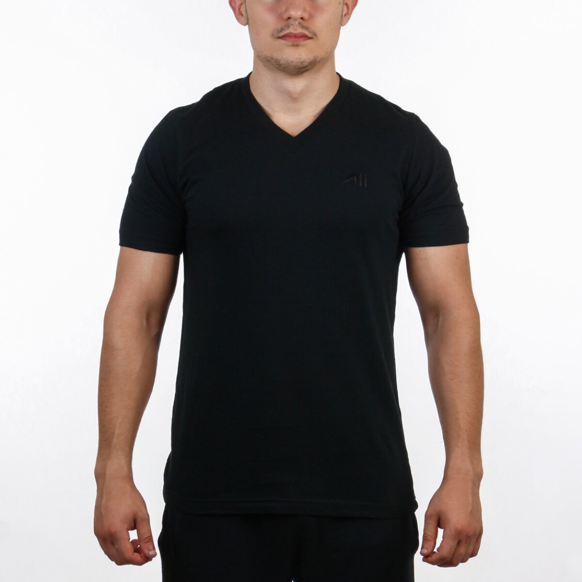 Austral Men's V NECK T-SHIRT - BLACK - Negro-Negro 