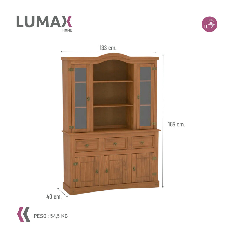 Cristalero Armario Lumax Aparador 5 puertas 3 cajones madera maciza Cristalero Armario Lumax Aparador 5 puertas 3 cajones madera maciza