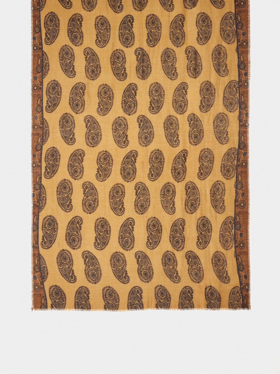 Pañuelo Estampado Mezcla De Lana amarillo