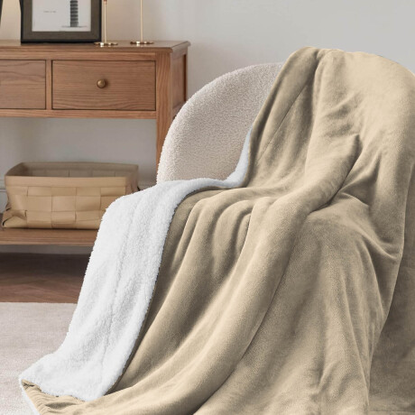 Frazada X2 Manta Polar 2 Plazas C/corderito 200x230cm Beige