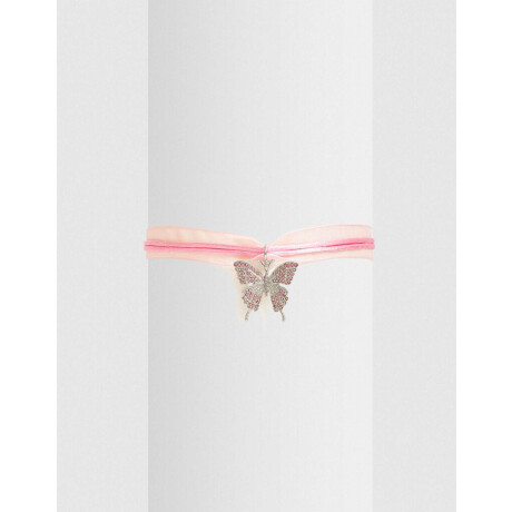 Choker Cinta Con Mariposa Plateado