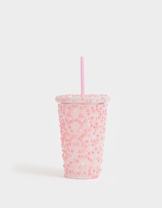 Accesorios Cocina Vaso Con Perlas - Rosa Claro