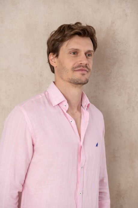 Camisa Lino Short Collar Rosa