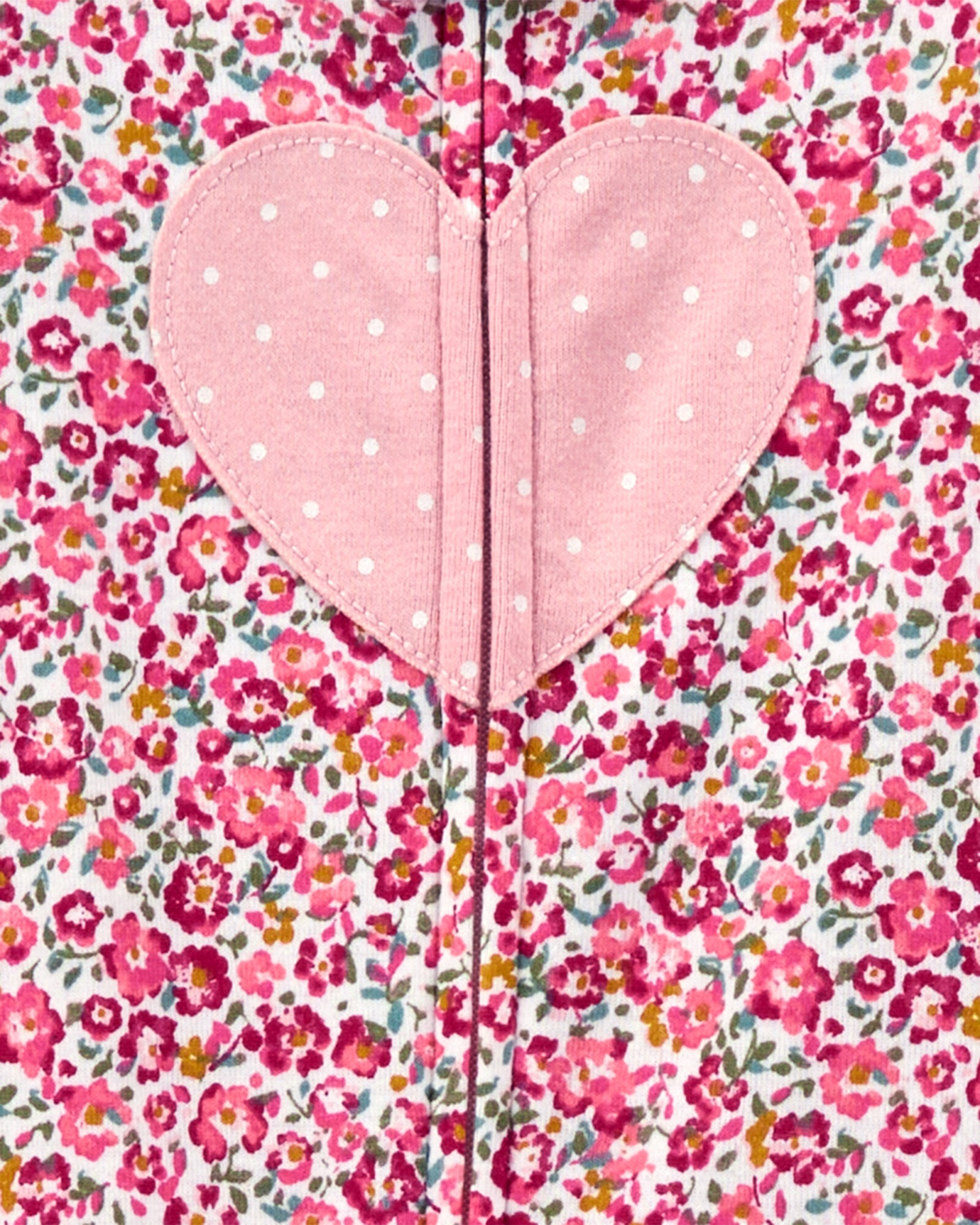 Pijama uno pieza de algodón, con pie, diseño floral Pijama uno pieza de algodón, con pie, diseño floral