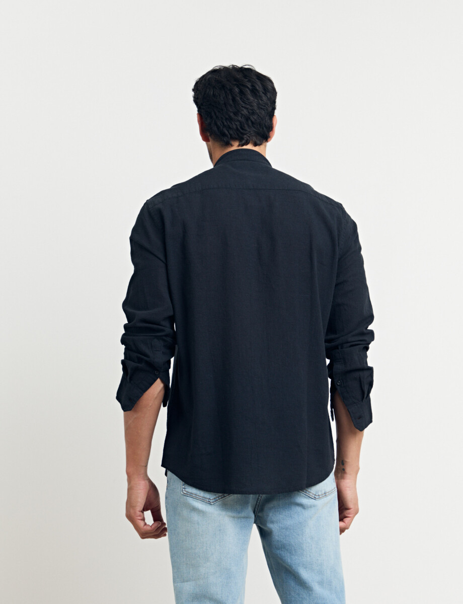 011954 CAMISA HARRINGTON LABEL LINO Negro