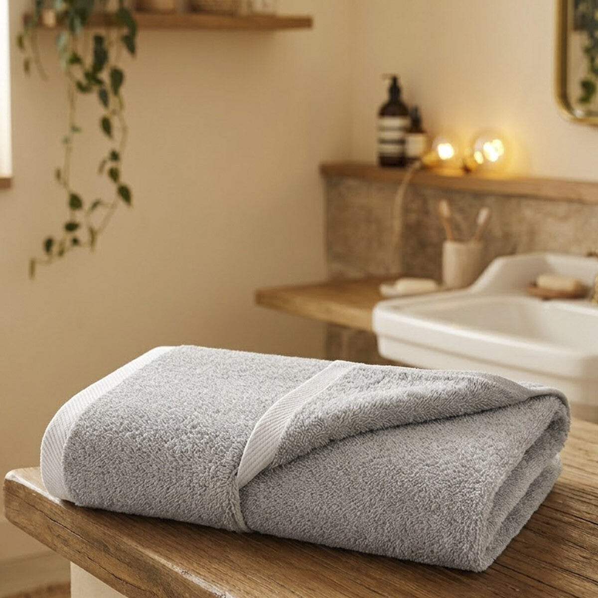 Toalla Baño Uni Felpa Dohler 100% Algodón 70 x 140 cm - GRIS 