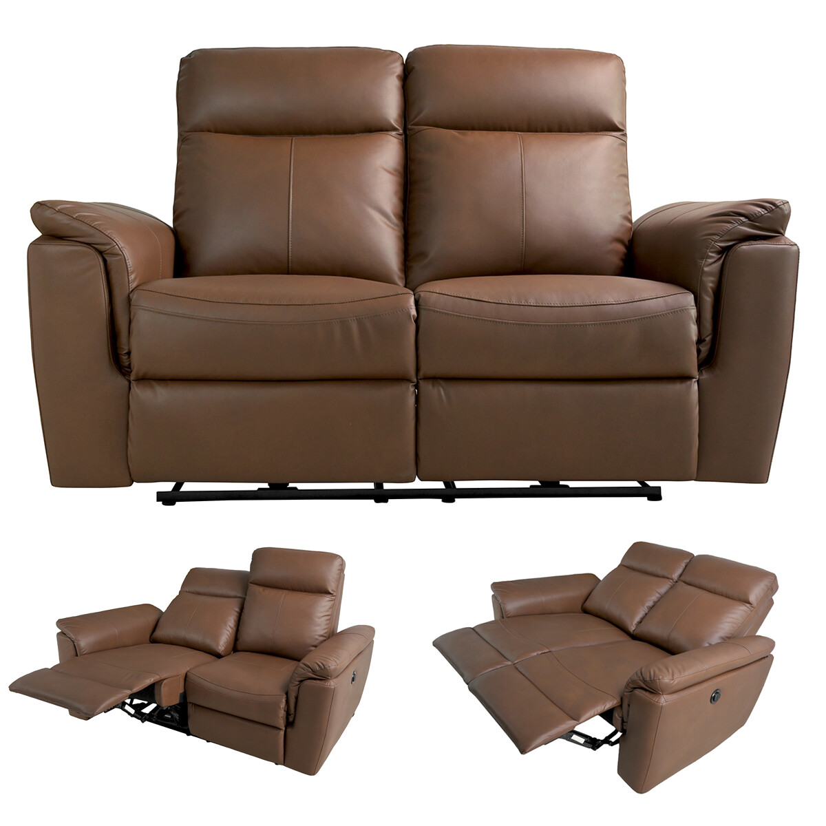 SOFA SILLÓN 2 CUERPOS RECLINABLE RETRACTIL CON SISTEMA ELECTRICO Y EN CUERO GENUINO 