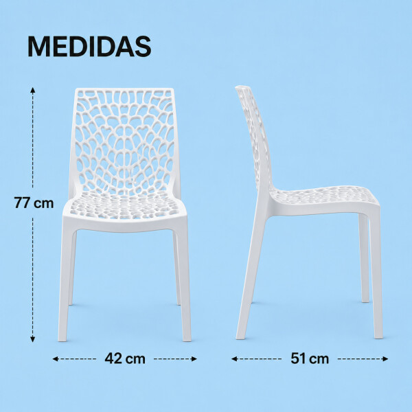 Silla Comedor ComboHome Gruvyer Pack X4 Blanco 1