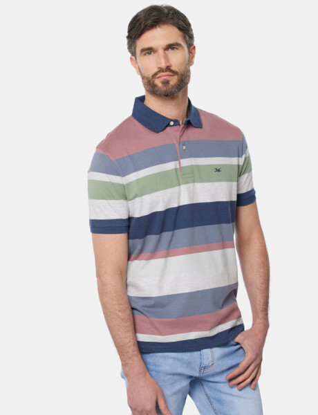 REMERA POLO JERSEY RAYADA Rosado