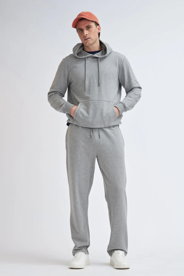 Pantalón deportivo recto Gris Claro Melange