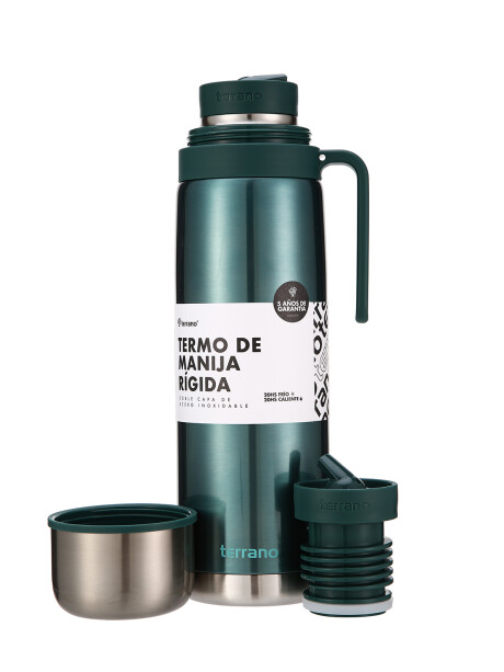 Termo 1Lt. Premium Manija Rigida Metalizado Verde