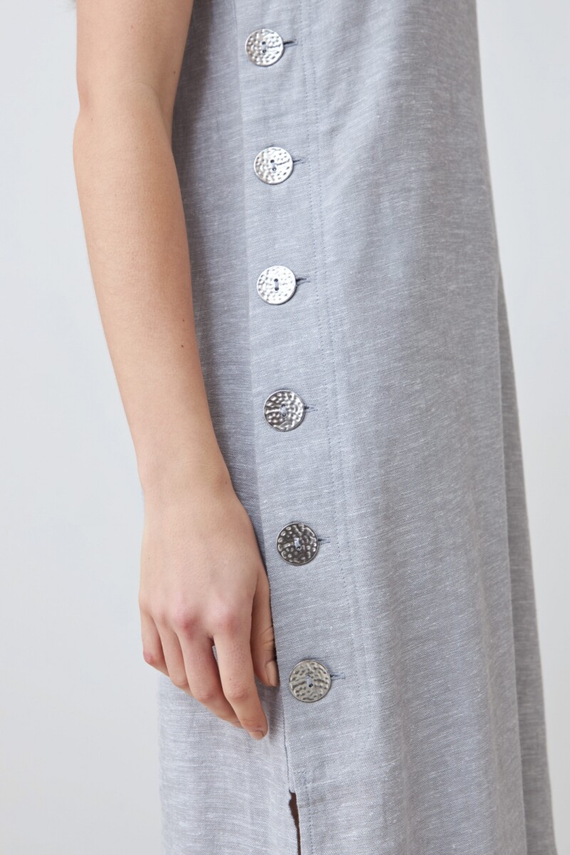 Vestido de lino con botones gris melange