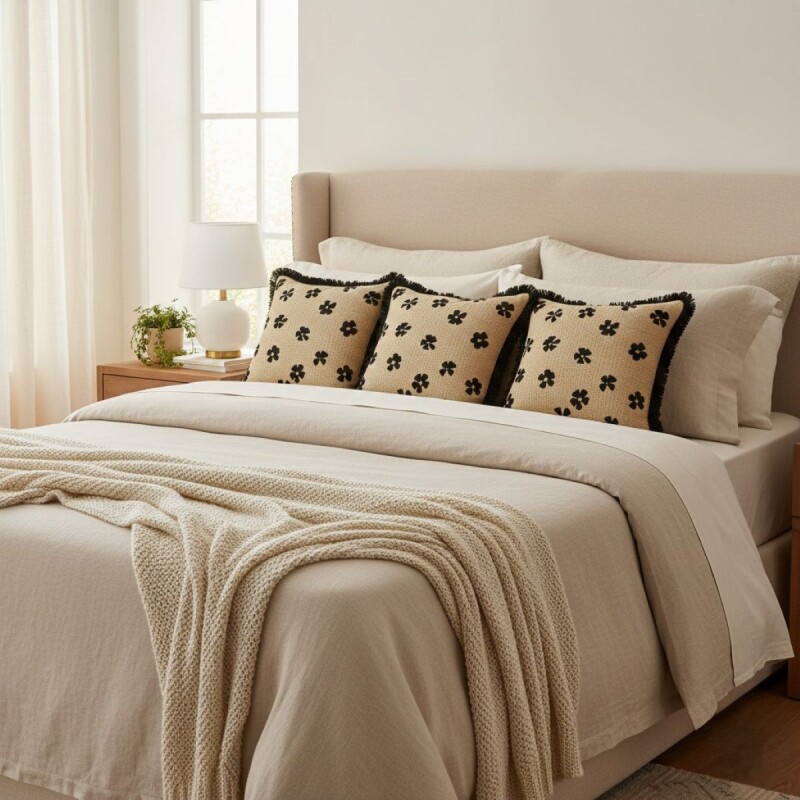 COJIN CUAD BEIGE COMB 45X45CM Unica