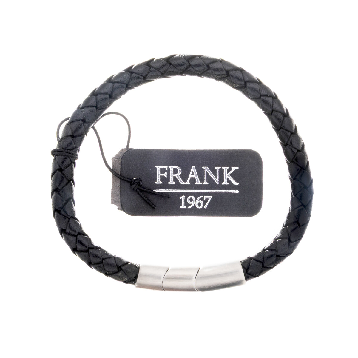 Pulsera de cuero y acero quirúrgico, FRANK. 