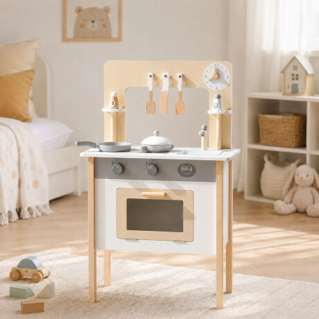Cocina Infantil De Madera Duradera Con Accesorios Blanco/madera