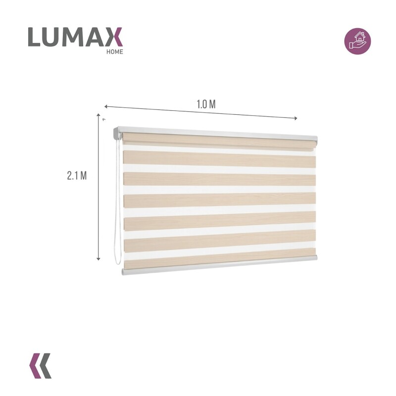Cortina Roller Día Y Noche Lumax 1.0 X 2.1 M Gran Calidad Beige