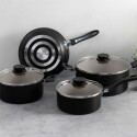 BATERIA DE COCINA TRAMONTINA LINZ 7 PIEZAS NEGRO BATERIA DE COCINA TRAMONTINA LINZ 7 PIEZAS NEGRO