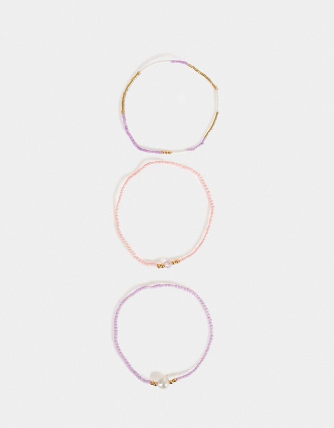 Pulseras Elásticas Sets Strass Pulseras Elásticas Set Con Perla - Dorado