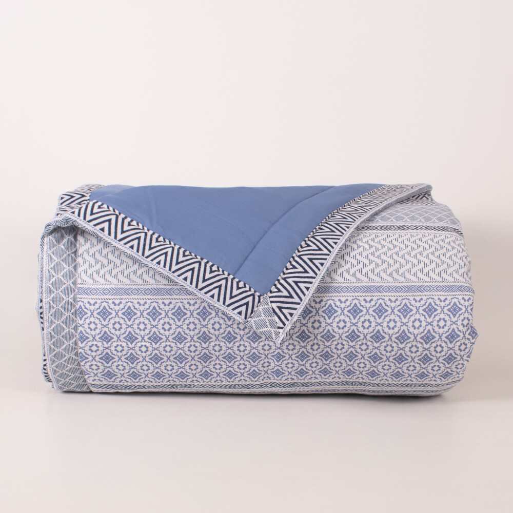 Edredón Colección Valdivia Ethnic Patch Azul Twin