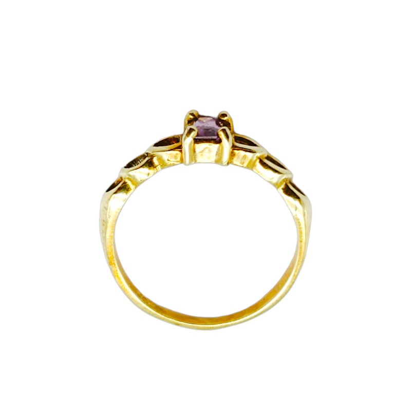 Anillo Solitario -Oro bajo-Piedra Amatista-AN8217 conpiedra