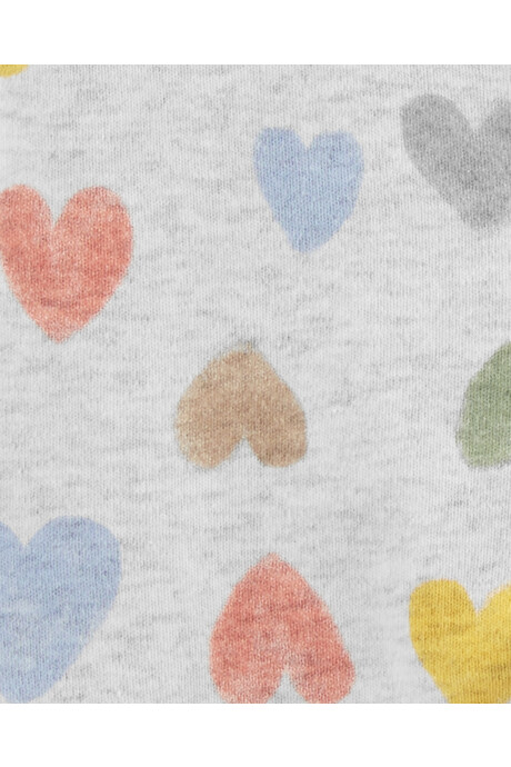 Pijama de algodón con pies y doble cierre diseño corazones 0