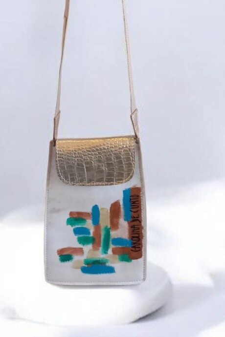 Bandolera CELI Blanca Com Arte Turquesa