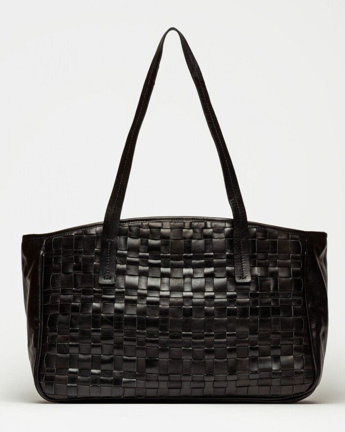 Bolso The Knit Bag en cuero graneado Negro