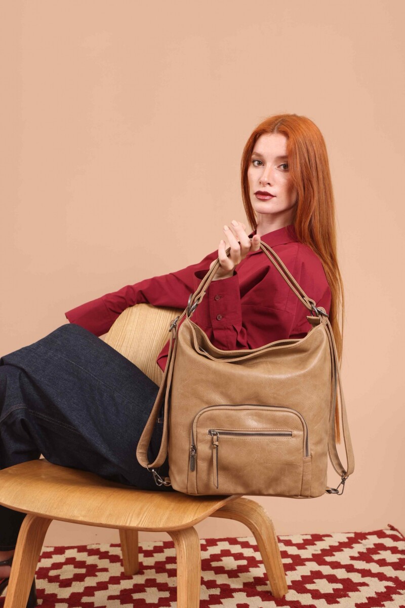 CARTERA MOCHILA VERBENA - ALMENDRA 