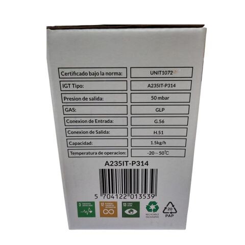 Valvula Supergas IGT 50 Mbar, Dinamarca Valvula Supergas IGT 50 Mbar, Dinamarca