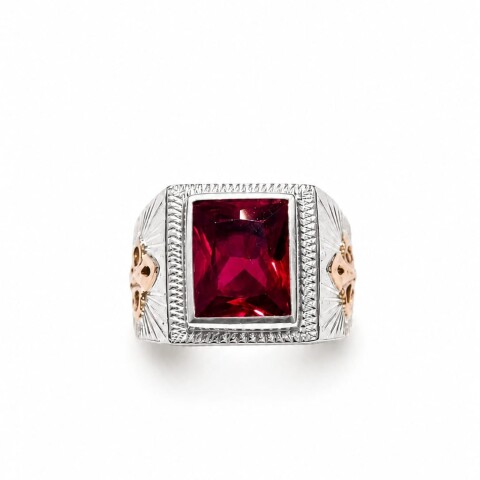 Anillo sello caballero piedra rectangular Rubi Anillo sello caballero piedra rectangular Rubi