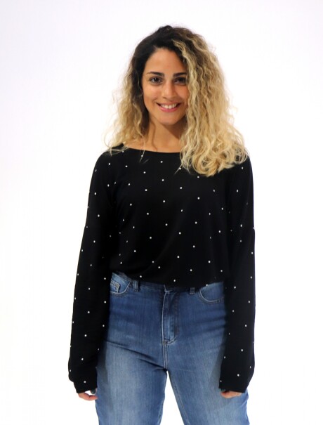 BLUSA ESTAMPADA MANGA LARGA NEGRO