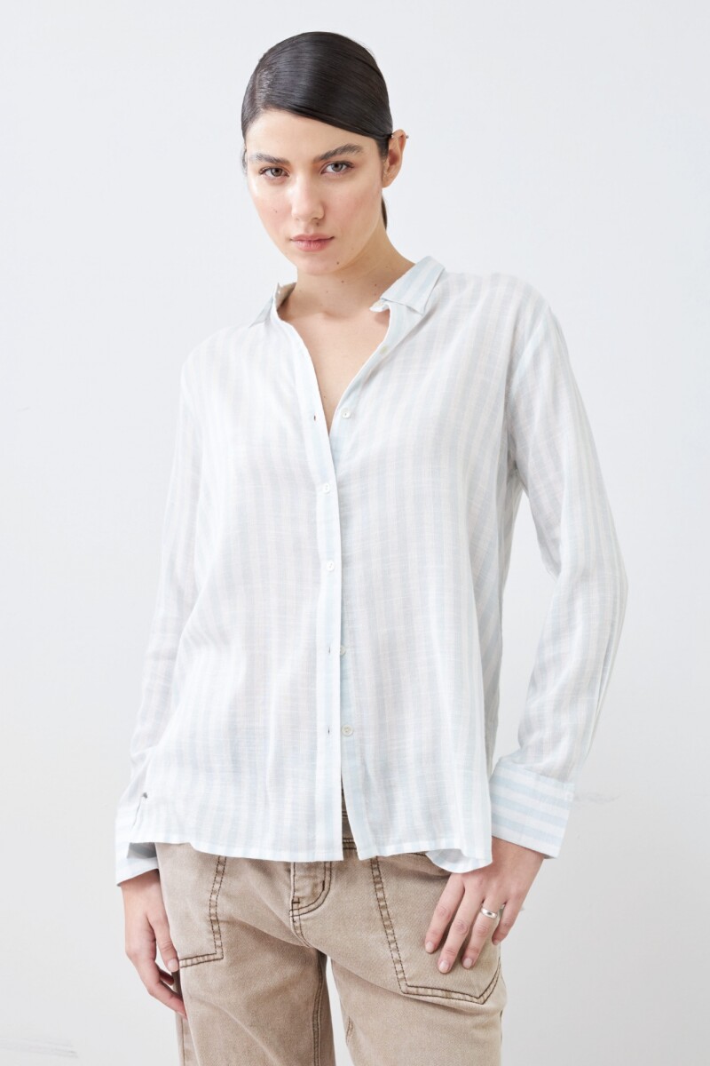 Camisa oversize rayada verde agua