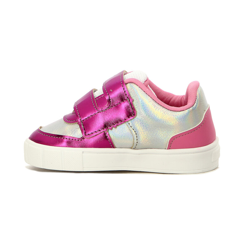 Pe Com Pe Zapato C/dos Velcros Plata-rosado