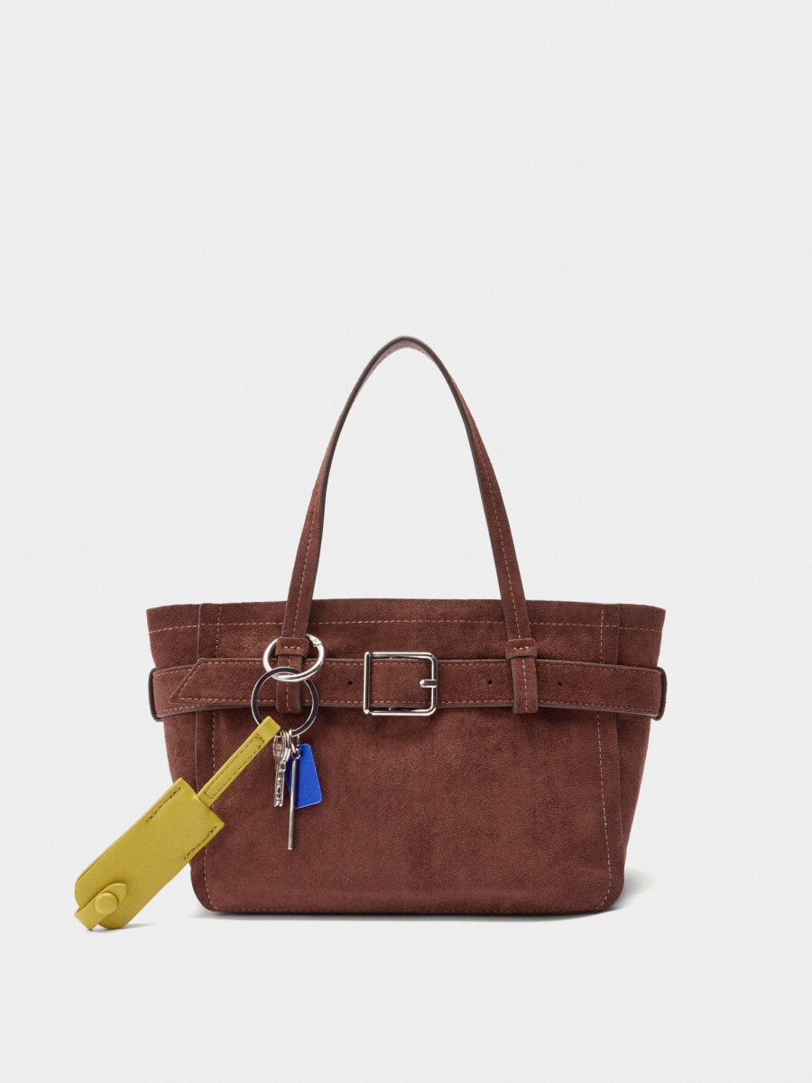 Bolso Tote Con Cinturón Y Colgante canela