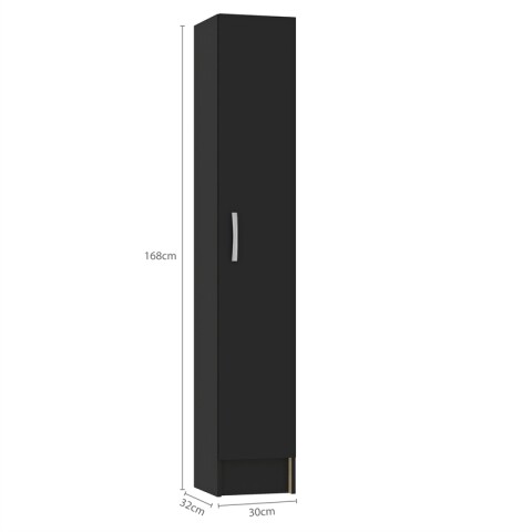 [OUTLET] Multiuso Panelero 1 puerta 4 estantes interior natural 30 x 32 x 168 cm - Negro [SOLO RETIRO] [OUTLET] Multiuso Panelero 1 puerta 4 estantes interior natural 30 x 32 x 168 cm - Negro [SOLO RETIRO]