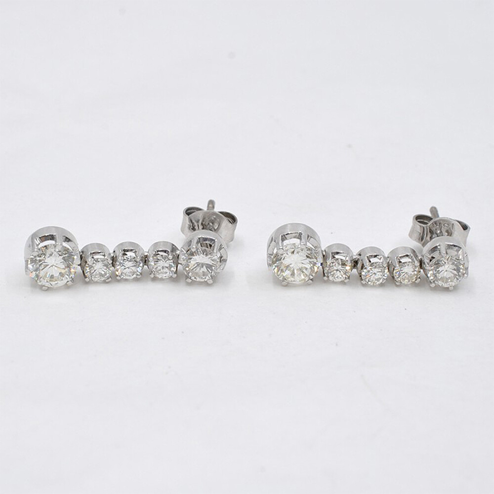 Par De Caravanas En Diamantes 2,10 Ct Y Oro Blanco 18K. Circa 1960-1980´S Par De Caravanas En Diamantes 2,10 Ct Y Oro Blanco 18K. Circa 1960-1980´S