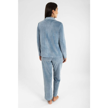 Pijama americano ribb velour Azul acero
