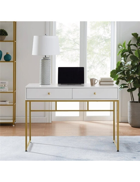 ESCRITORIO MDF/METAL 100x48x78CM DORADO/BLANCO ESCRITORIO MDF/METAL 100x48x78CM DORADO/BLANCO