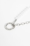 Collar acero dije aro con perlas plateado