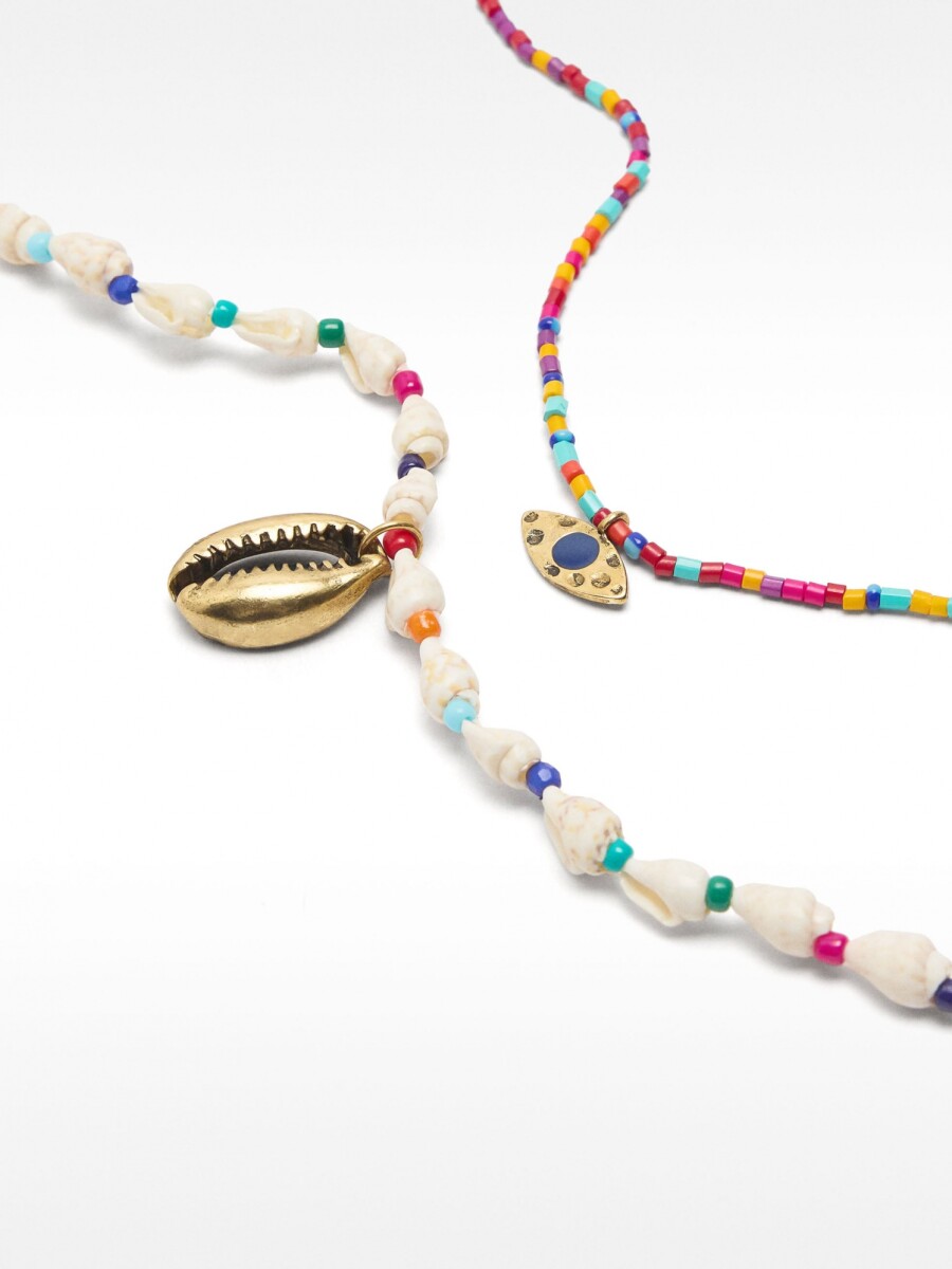 Set De Collares Con Conchas Y Cuentas Multicolor multicolor