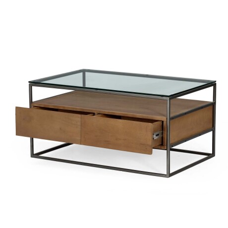 MESA RATONA VIDRIO-MADERA-Y-METAL MARRON VITRO AVELLANA