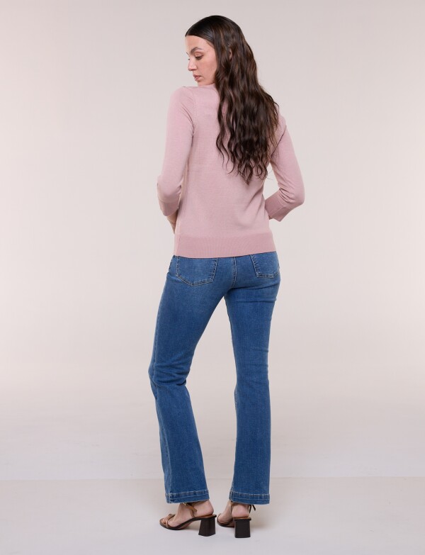 Cardigan Manga 3/4 Con Botones Florales Metálicos ROSA