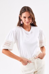 Remera Algodón Combinada Blanco