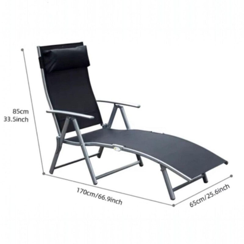 Reposera Plegable Reclinable para Exterior Negro