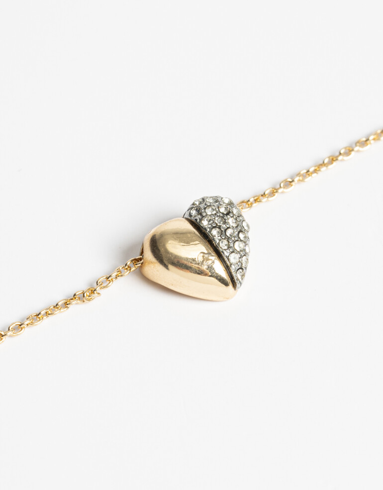 Cadena Corta con Dije Metal Collar Corazón Metal Biplating - Dorado