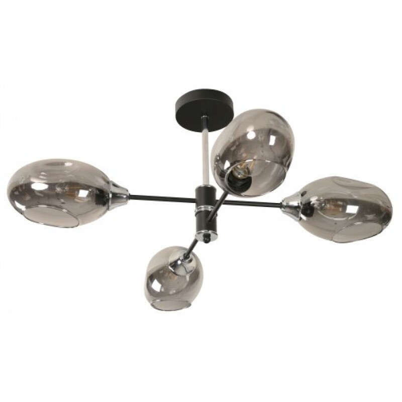 "COLGANTE 4 LUCES ""GINI"" NEGRO Y CROMO E27 40W" "COLGANTE 4 LUCES ""GINI"" NEGRO Y CROMO E27 40W"