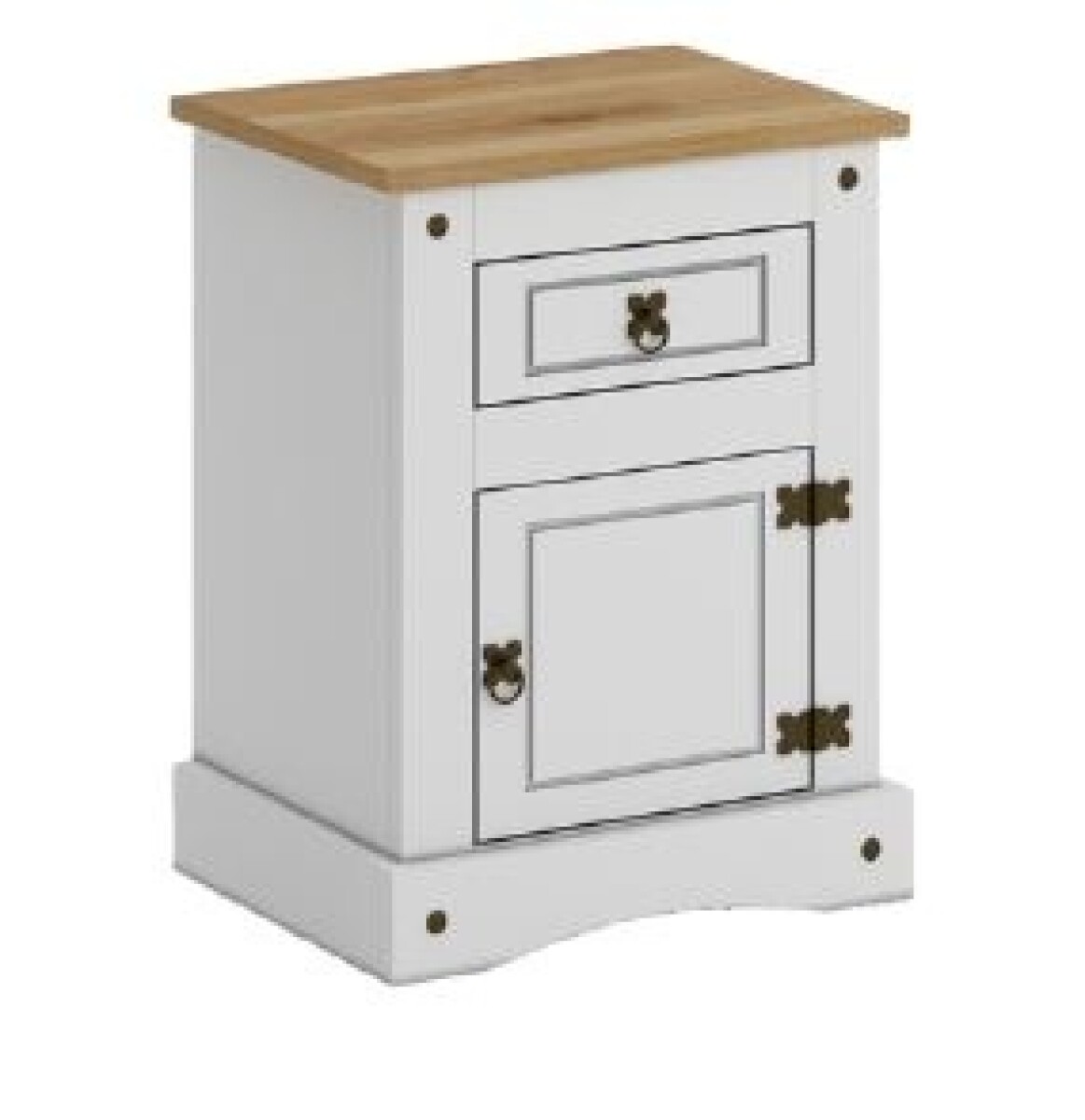 Mesa De Luz Rustica 1 Puerta 1 Cajon Blanco 