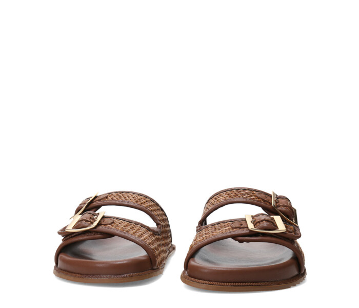 Sandalias de Mujer Bottero Baja Doble Hebilla Marrón Caramelo