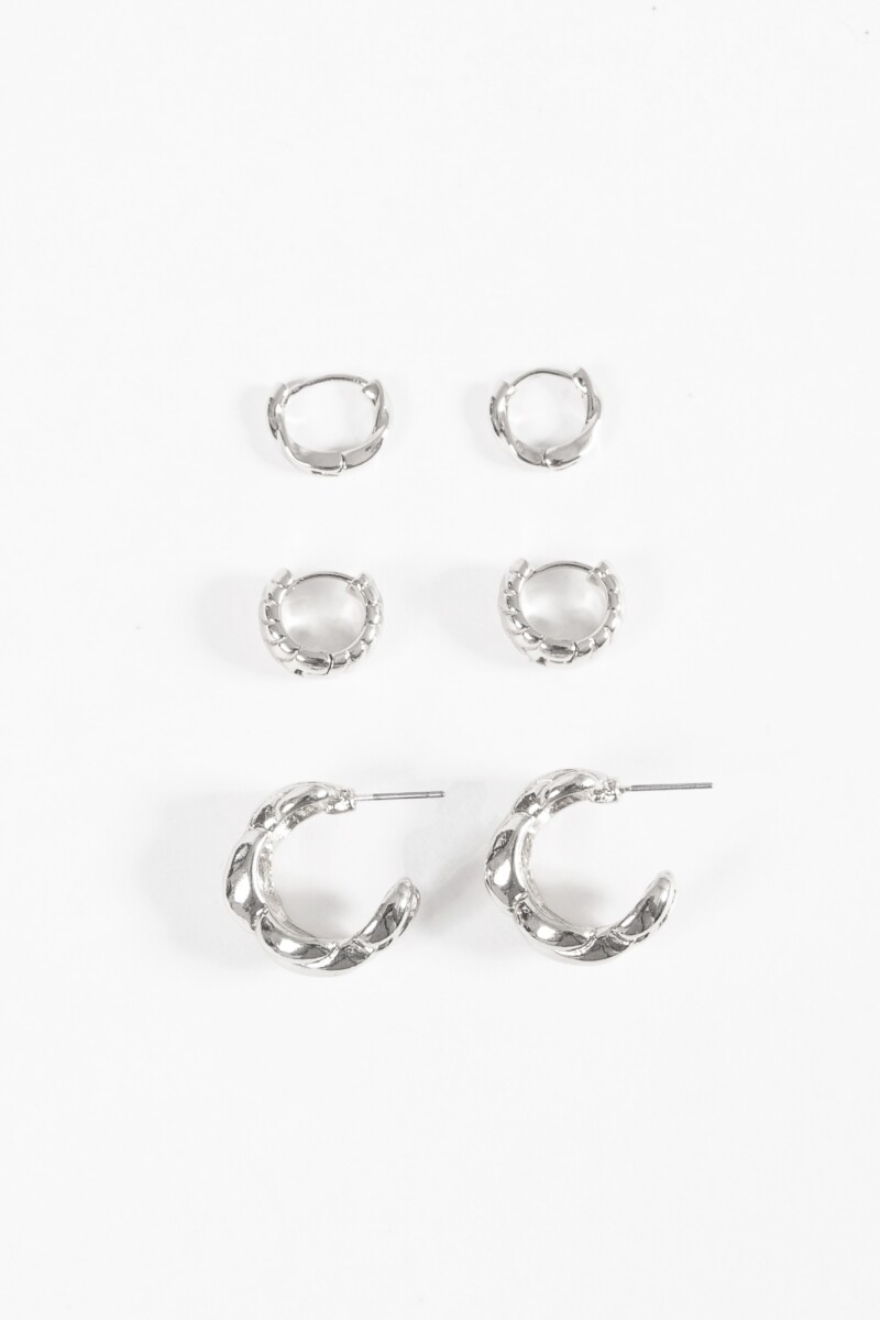 Set de tres aros texture plateado